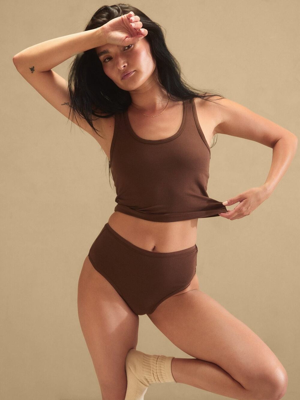 Mate the label Organic Comfort Crop Tank expresso size 1X